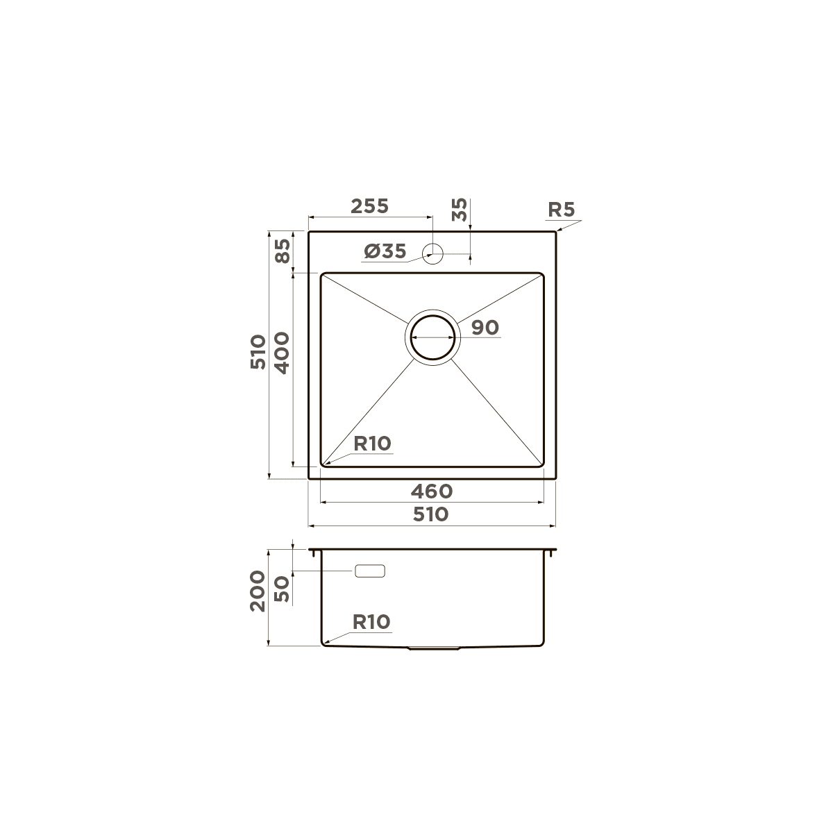 Omoikiri Akisame 51-GB нерж. сталь